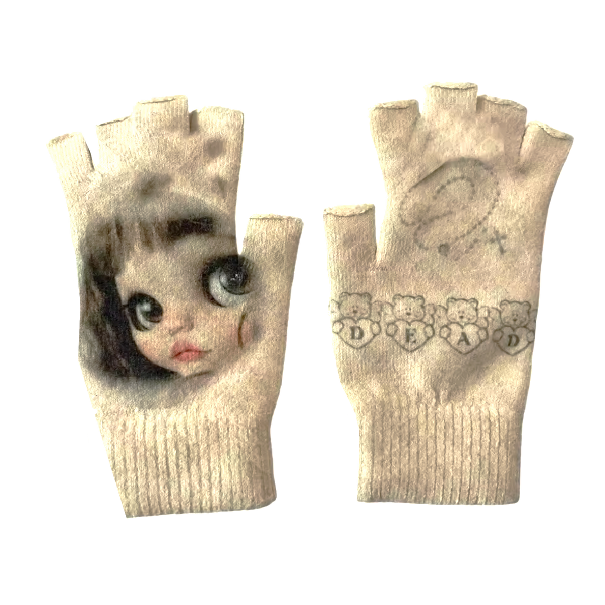 Deaddy Bear Fingerless Gloves